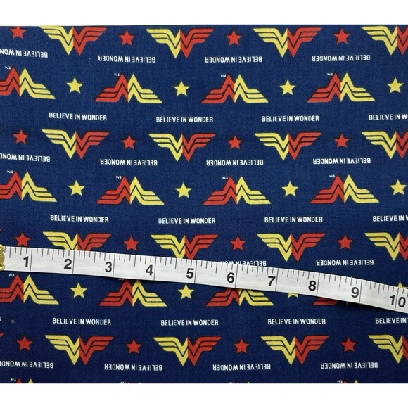 New Wonder Woman Fabric Warner Bros. Blue Background Cotton By the Yard - Picture 2 of 3